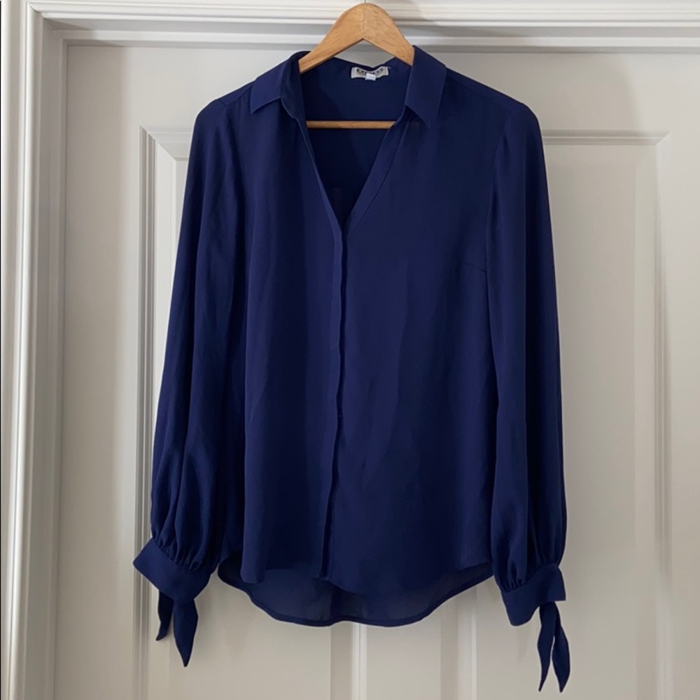 Express chiffon business shirt royal blue